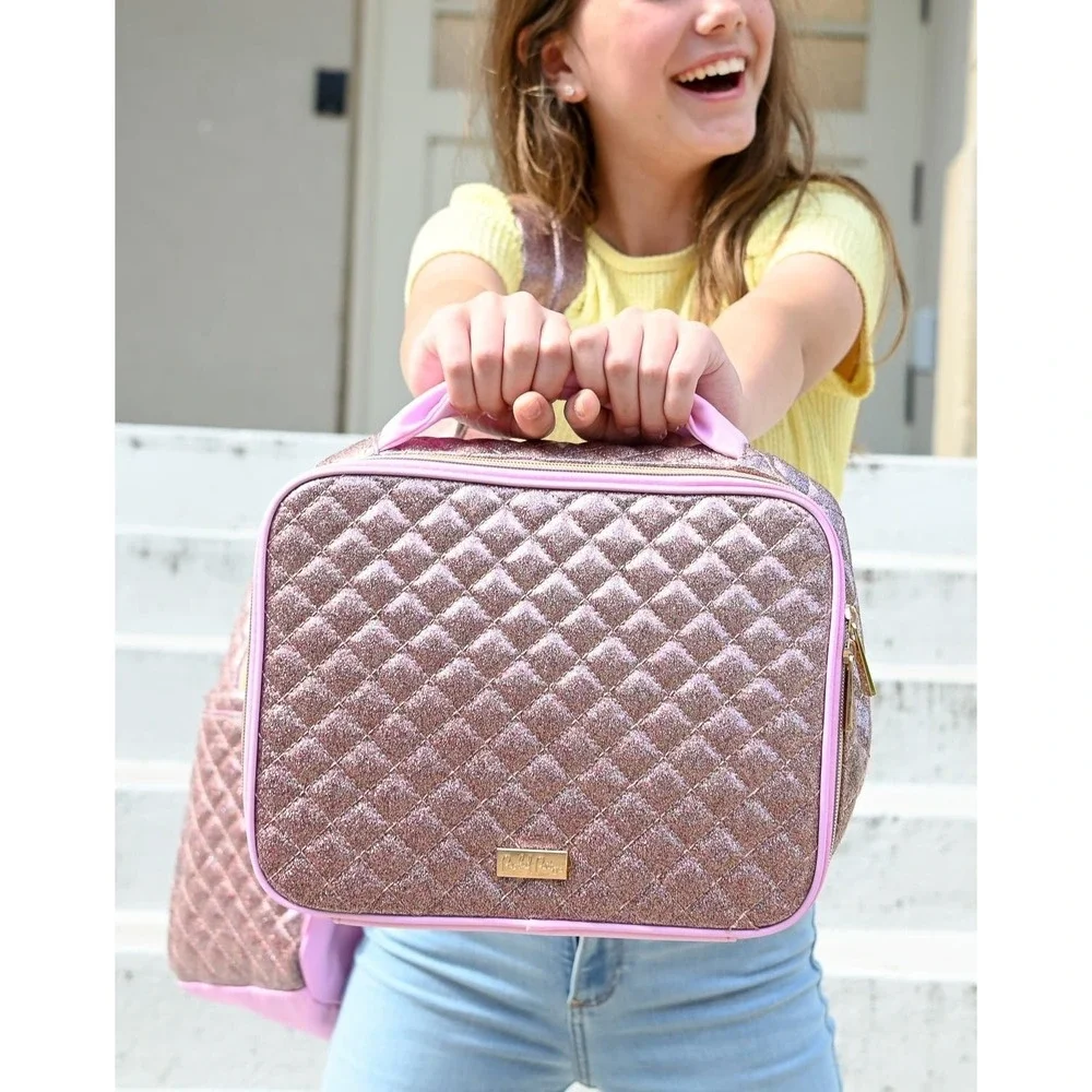 Packed Party Glitter Bomb Lunch Bag; Cute Small Soft Insulated Lunchbox for Kids